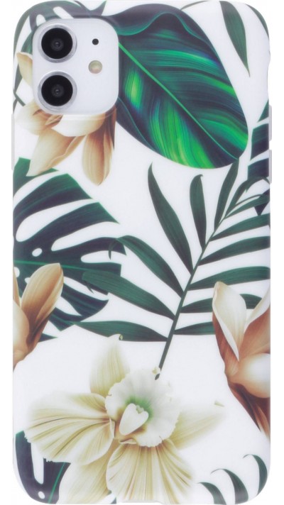 Coque iPhone 11 - Jungle Orchidée - Brun