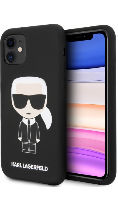 Coque iPhone 11 - Karl Lagerfeld silicone soft touch - Noir