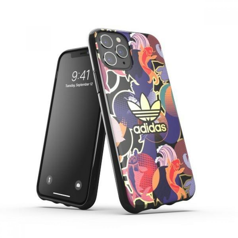 Coque iPhone 11 Pro - Adidas gel rigide design inspiration japonaise avec logo doré - Multicolore