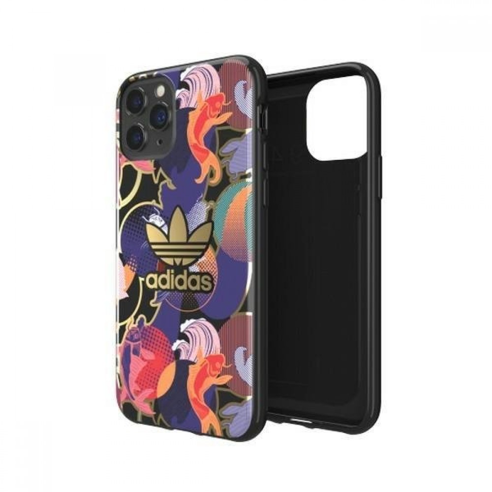 Coque iPhone 11 Pro - Adidas gel rigide design inspiration japonaise avec logo doré - Multicolore