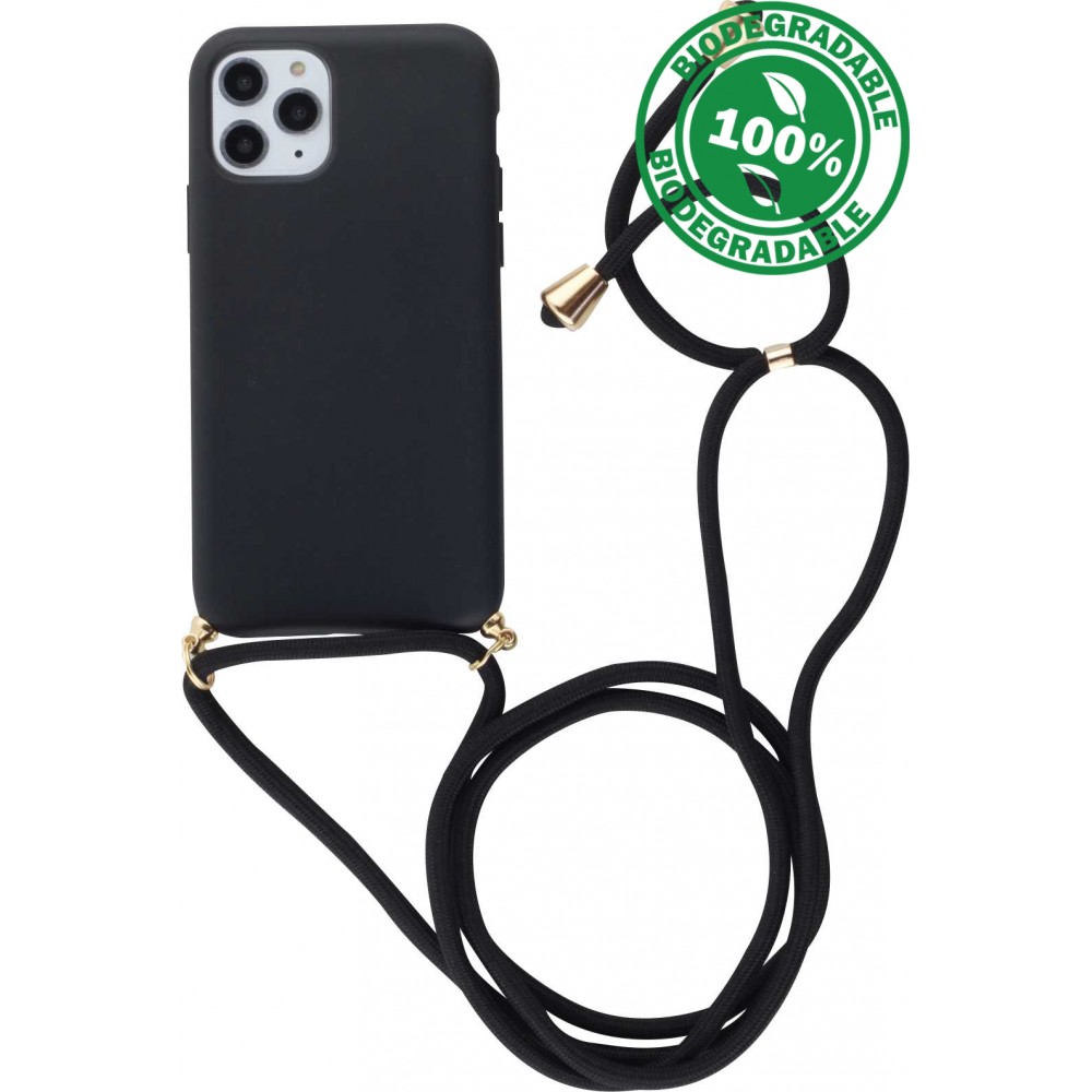 Hülle iPhone 11 Pro Max - Bio Eco-Friendly Vegan mit Handykette Necklace - Schwarz