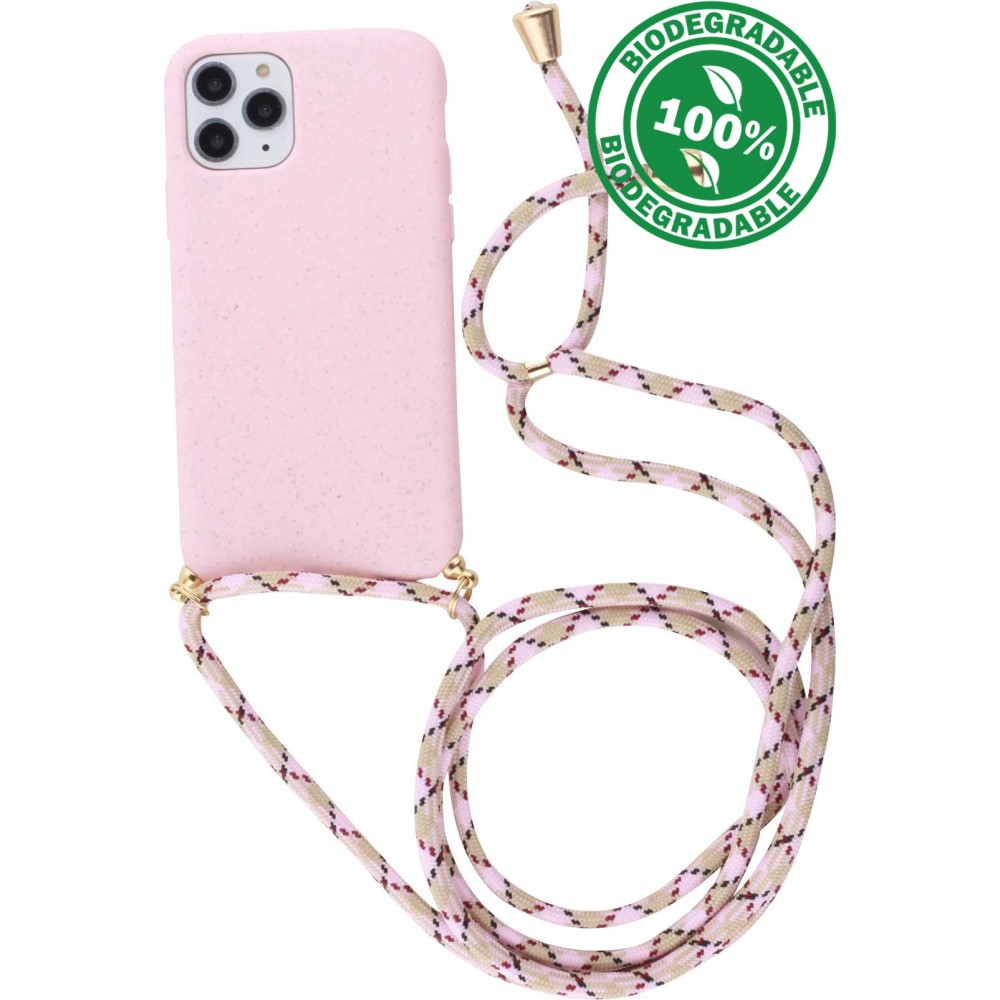 Hülle iPhone 11 Pro - Bio Eco-Friendly Vegan mit Handykette Necklace - Rosa