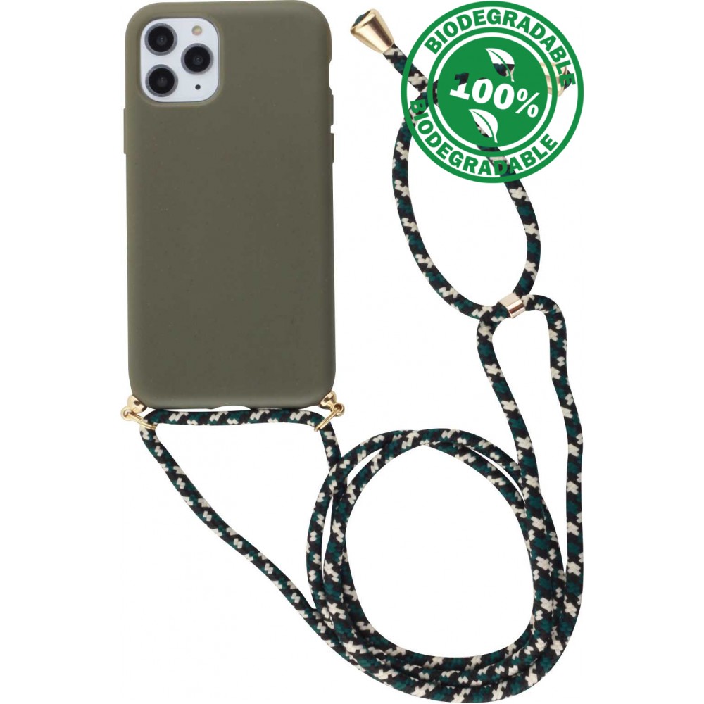 Coque iPhone 11 Pro Max - Bio Eco-Friendly nature avec cordon collier - Vert foncé