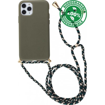 Coque iPhone 11 Pro - Bio Eco-Friendly nature avec cordon collier - Vert foncé