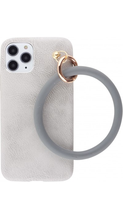 Coque iPhone 11 Pro - Bracelet cuir - Gris