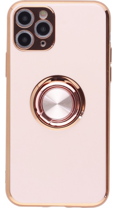 Coque iPhone 11 Pro - Gel Bronze avec anneau - Rose