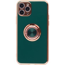 Coque iPhone 11 Pro - Gel Bronze avec anneau - Vert foncé