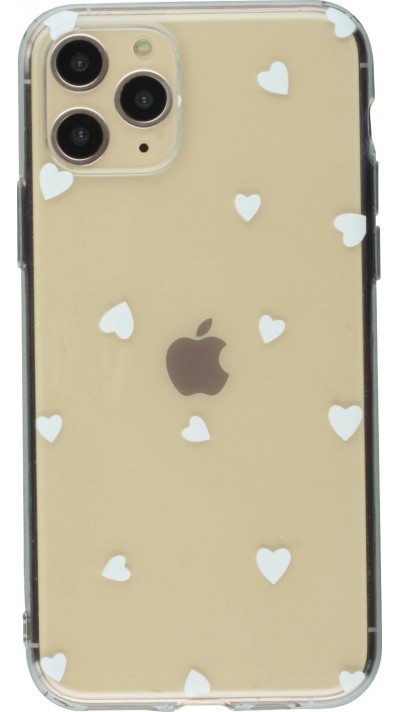 Coque iPhone 11 Pro Max - Gel petit coeur - Blanc