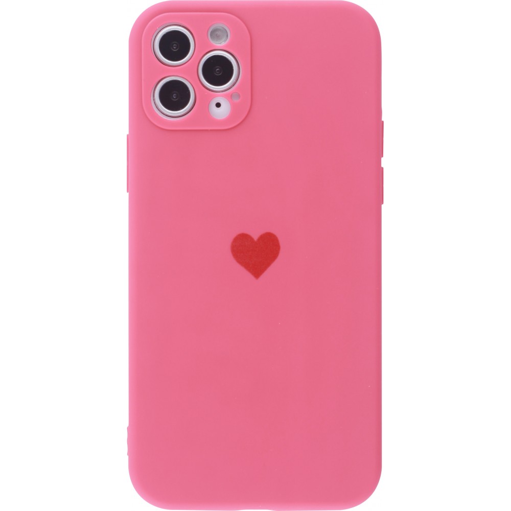 Coque iPhone 11 Pro Max - Silicone Mat Coeur - Rose