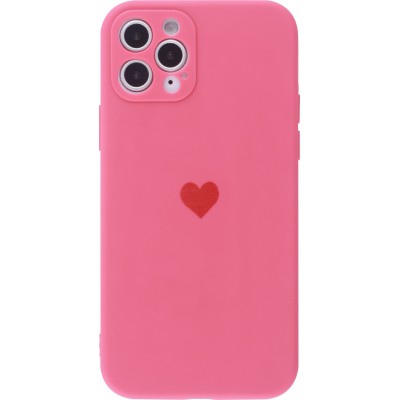 Coque iPhone 12 Pro - Silicone Mat Coeur - Rose