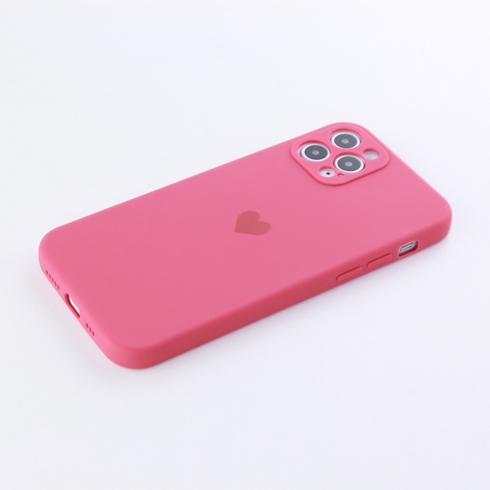 Coque iPhone 12 Pro - Silicone Mat Coeur - Rose