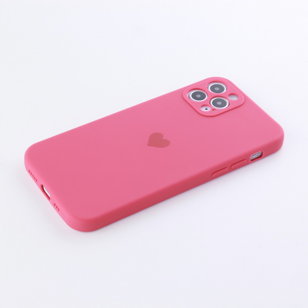 Coque iPhone 11 Pro Max - Silicone Mat Coeur - Rose