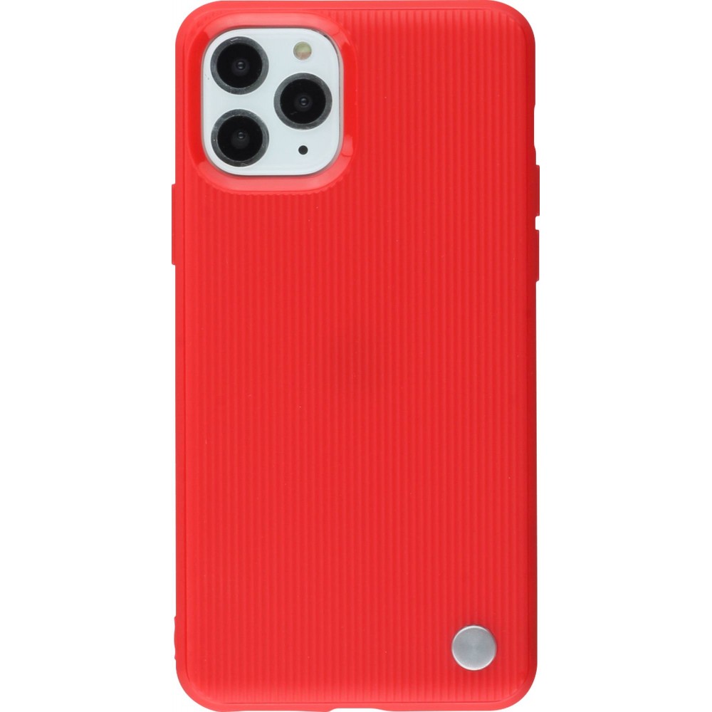 Coque iPhone 11 Pro Max - Strip Line Metal - Rouge