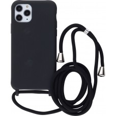 Coque iPhone 12 Pro Max - Silicone Mat avec lacet - Noir