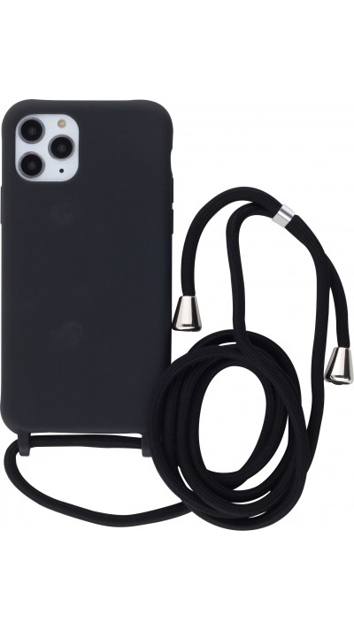 Coque iPhone 11 Pro - Silicone Mat avec lacet - Noir