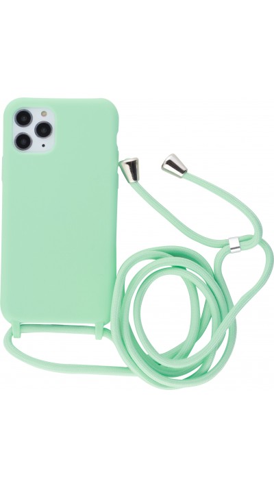 Coque iPhone 11 Pro - Silicone Mat avec lacet vert clair