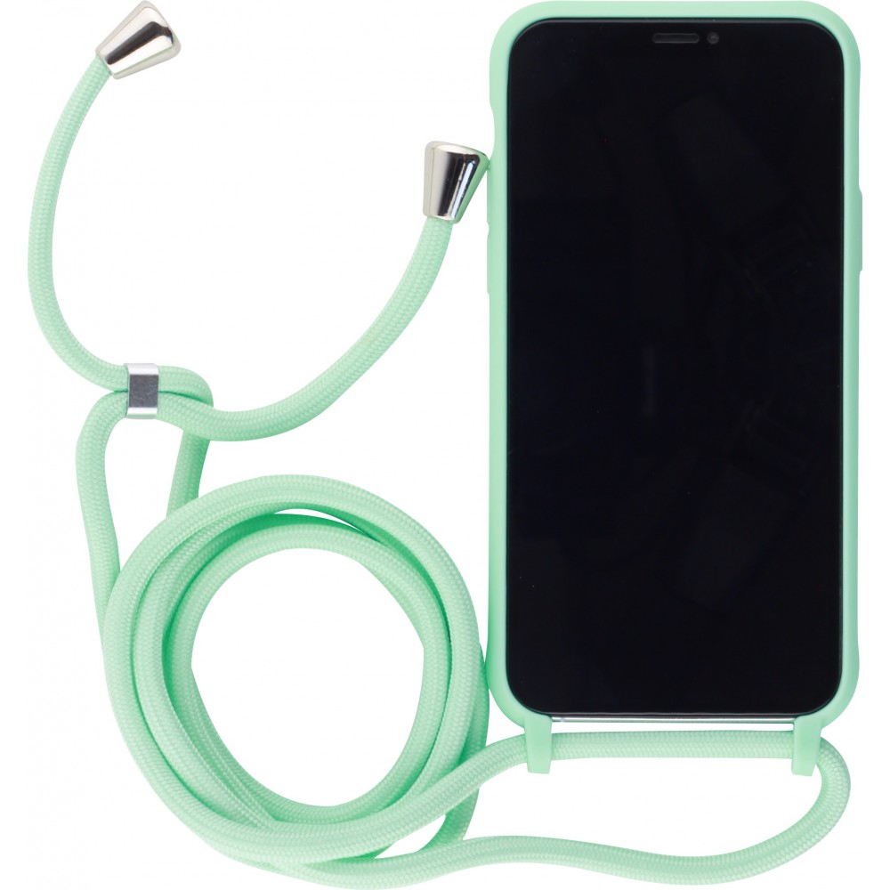 Hülle iPhone 11 Pro - Silikon Matte mit Seil - Hellgrün