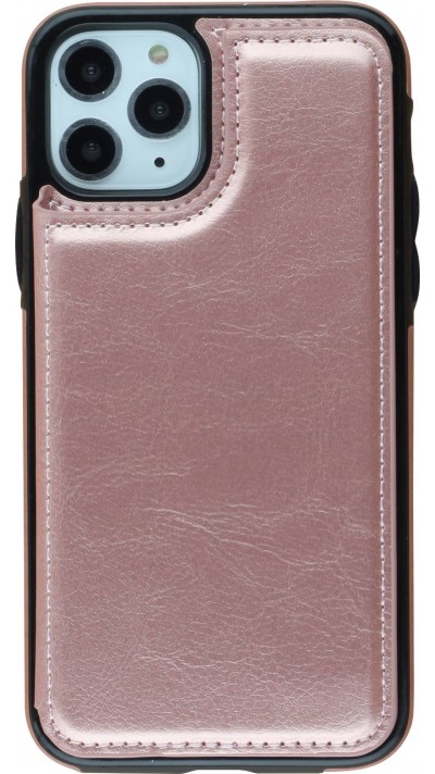 Coque iPhone 11 Pro - Wallet Premium Cards or - Rose