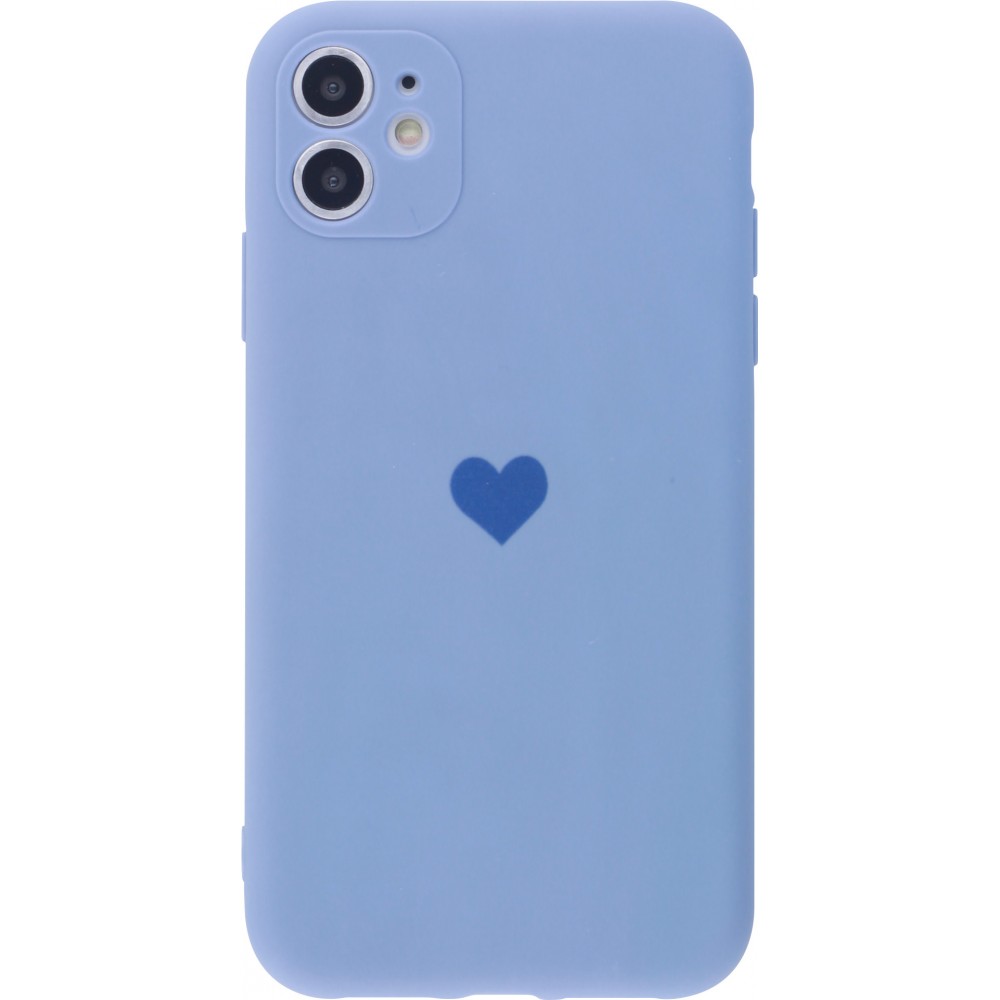 Coque iPhone 11 - Silicone Mat Coeur - Lavande