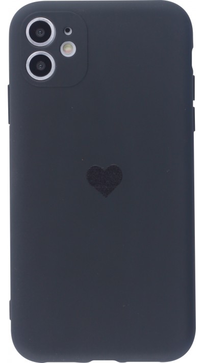 Coque iPhone 11 Pro - Silicone Mat Coeur - Noir