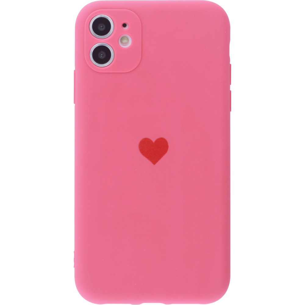 Coque iPhone 11 Pro - Silicone Mat Coeur - Rose