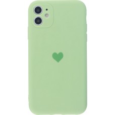 Coque iPhone 12 - Silicone Mat Coeur vert clair