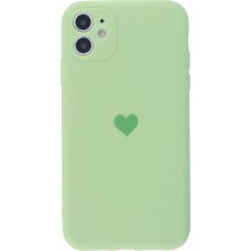 Coque iPhone XR - Silicone Mat Coeur vert clair