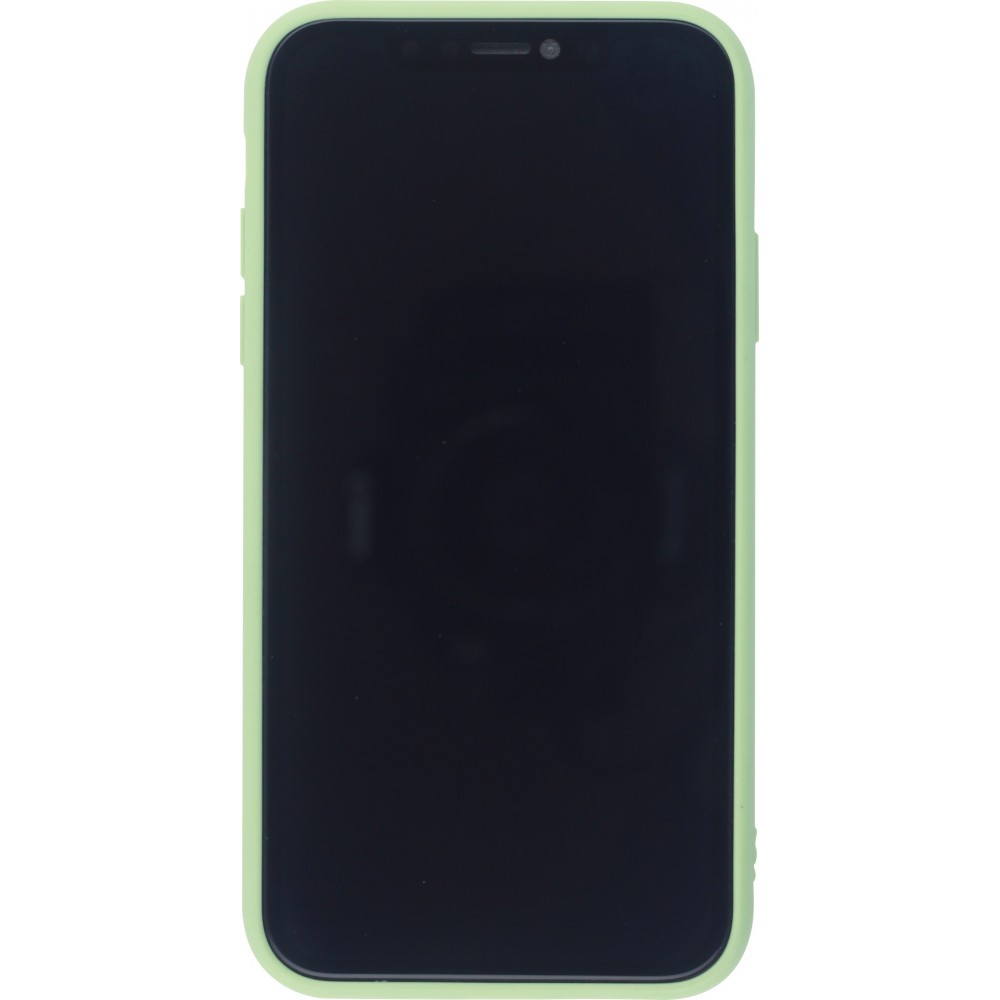 Coque iPhone 12 - Silicone Mat Coeur vert clair