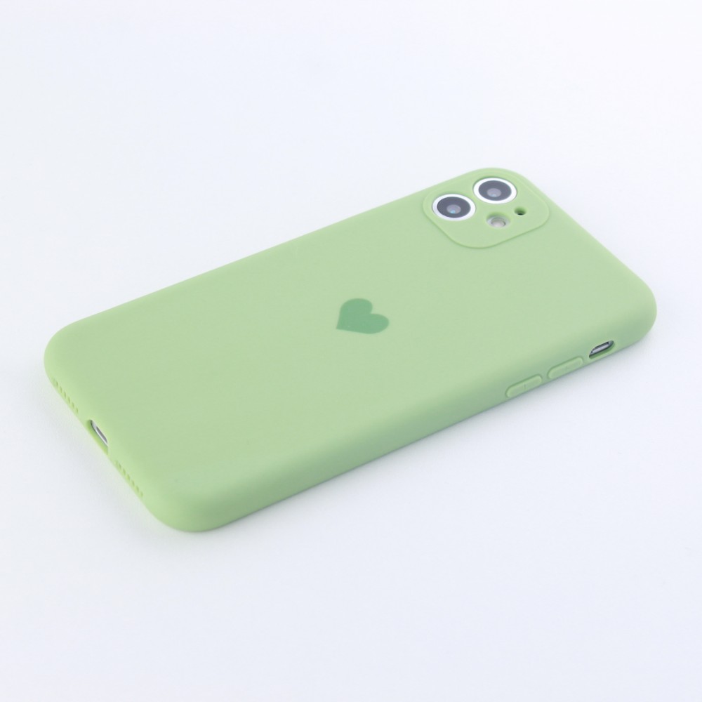 Coque iPhone 12 mini - Silicone Mat Coeur vert clair