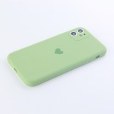 Coque iPhone 12 - Silicone Mat Coeur vert clair