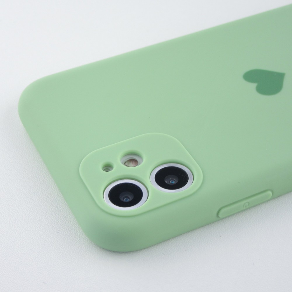 Hülle iPhone 12 - Silikon Mat Herz - Hellgrün