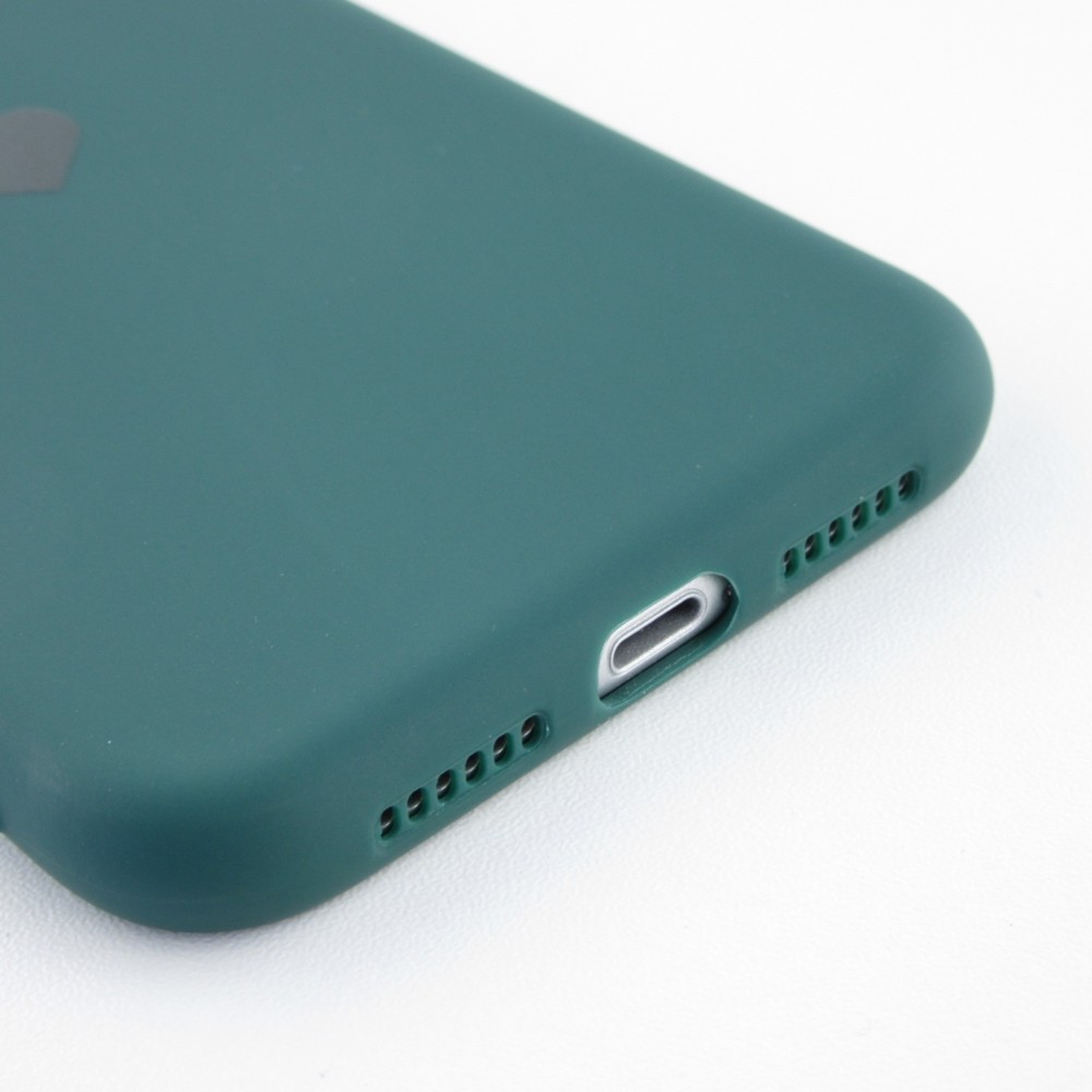 Coque iPhone 14 - Silicone Mat Coeur - Vert foncé