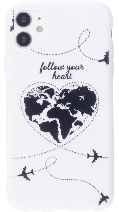 Coque iPhone 12 / 12 Pro - Silicone Mat Travel heart