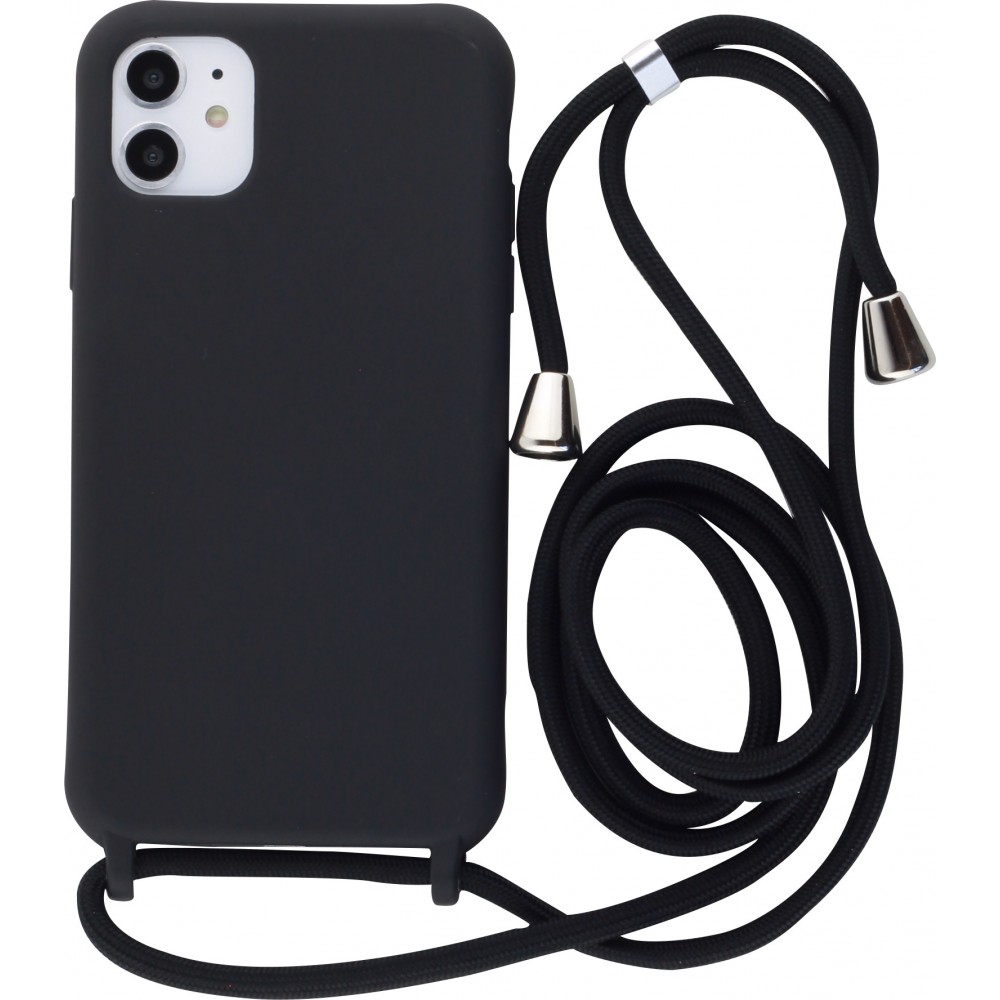 Hülle iPhone 14 Pro - Silikon Matte mit Seil - Schwarz - Kaufen auf ...