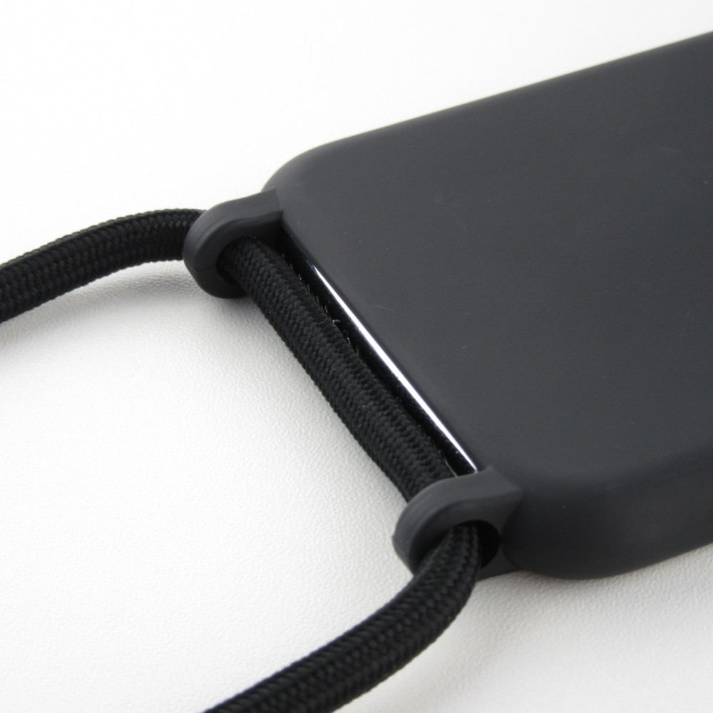 Coque iPhone 14 Pro - Silicone Mat avec lacet - Noir