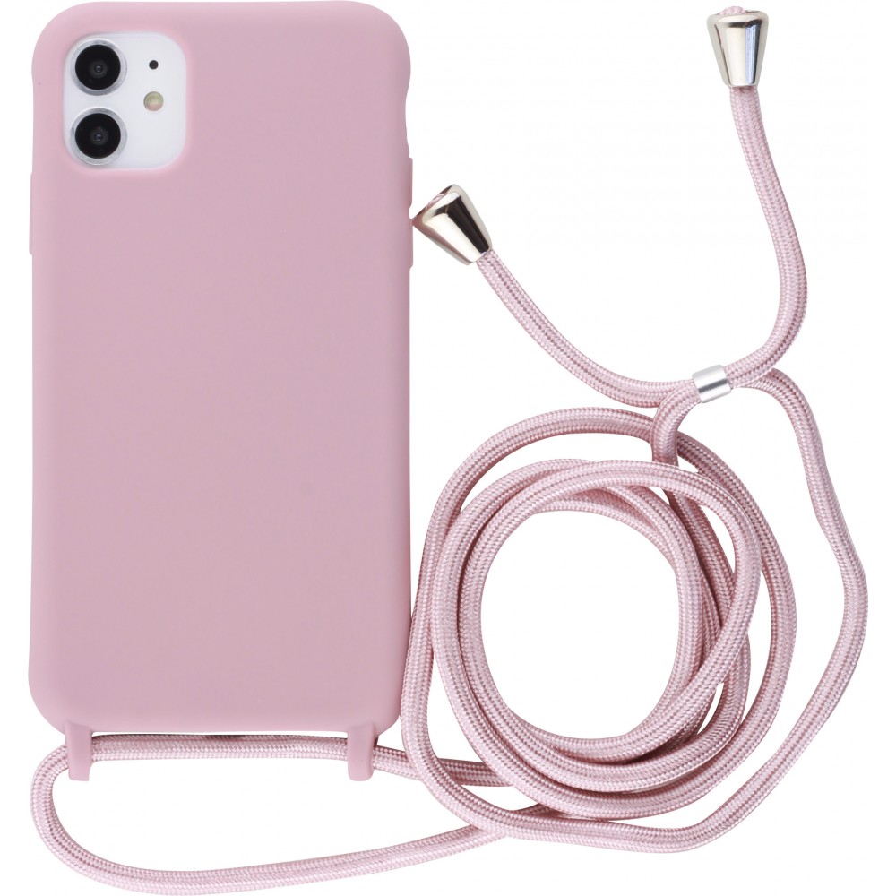 Hülle iPhone 12 Pro Max - Silikon Matte mit Seil blass- Rosa