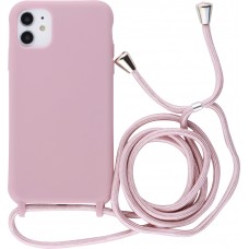 Hülle iPhone XR - Silikon Matte mit Seil blass- Rosa