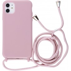 Hülle iPhone 12 Pro Max - Silikon Matte mit Seil blass- Rosa