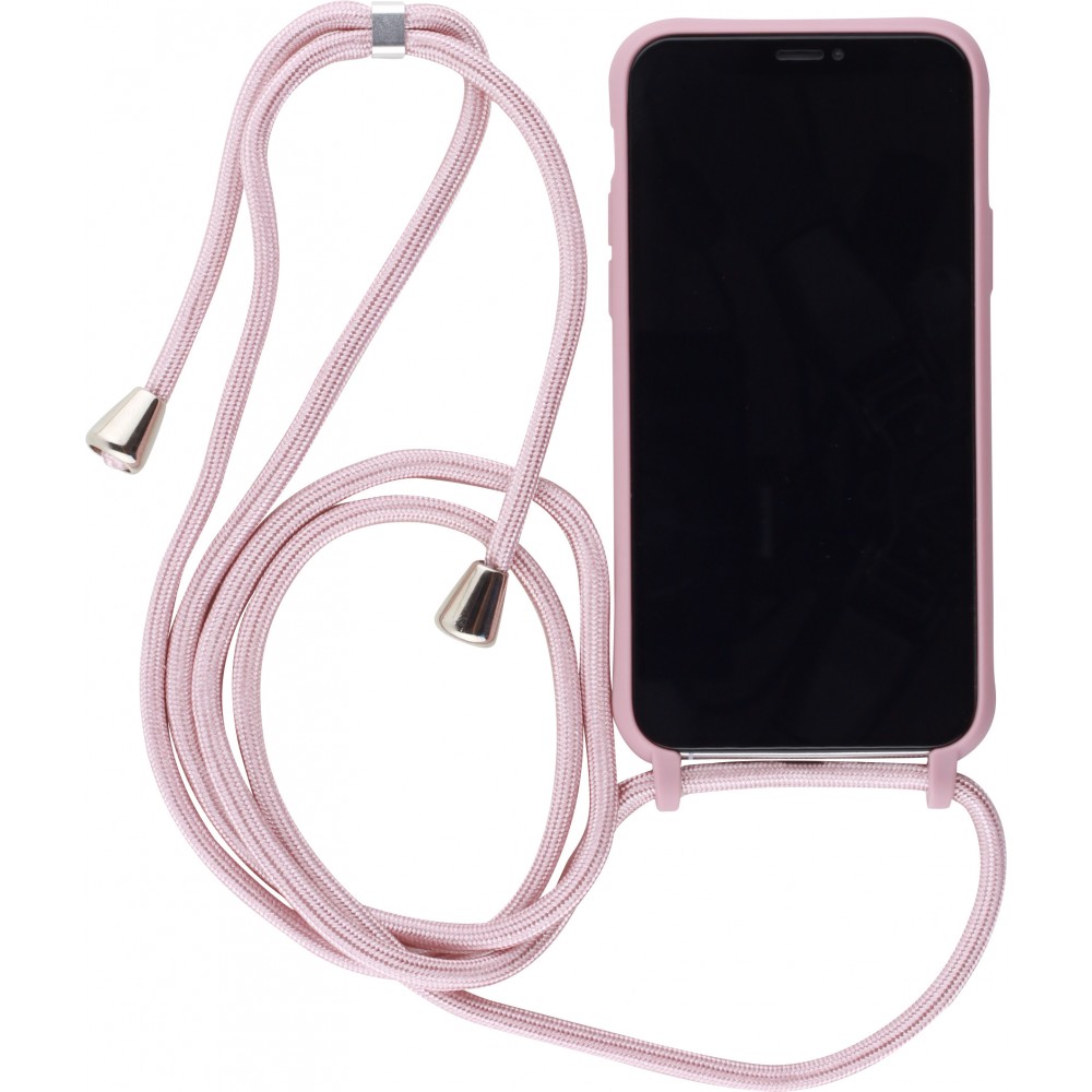 Hülle iPhone 12 Pro Max - Silikon Matte mit Seil blass- Rosa