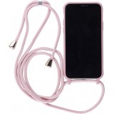 Coque iPhone 7 / 8 / SE (2020, 2022) - Silicone Mat avec lacet rose pâle