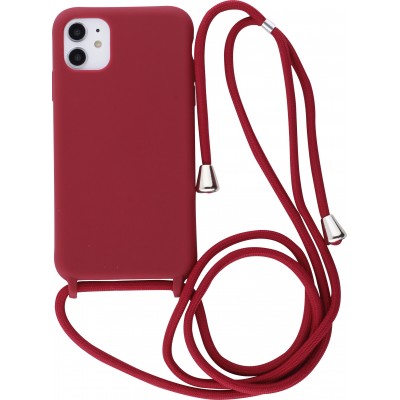 Hülle iPhone 11 - Silikon Matte mit Seil - Rot