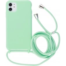 Hülle iPhone 11 Pro Max - Silikon Matte mit Seil - Hellgrün