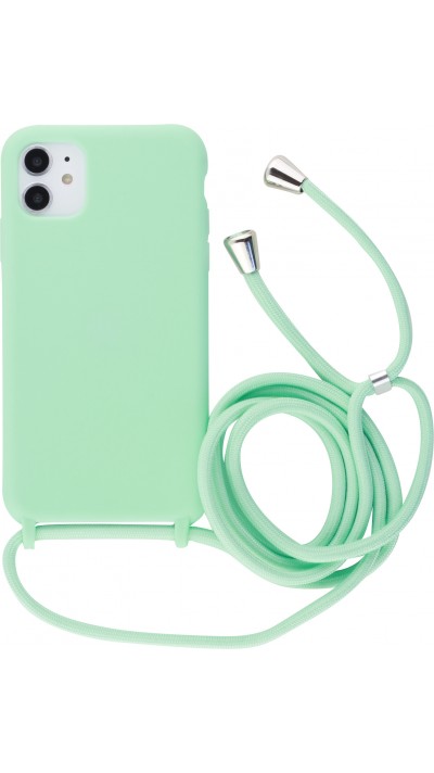 Coque iPhone 11 Pro Max - Silicone Mat avec lacet vert clair