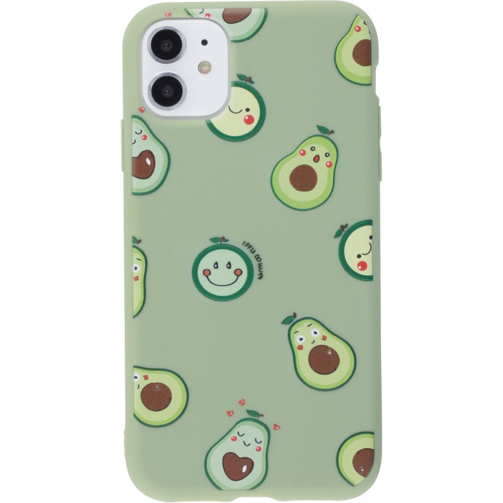 Hülle iPhone 11 - Silikonmatte Avocado pattern