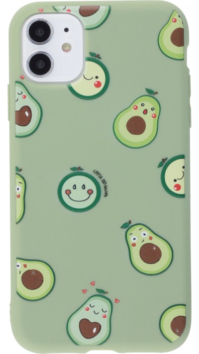 Hülle iPhone 11 - Silikonmatte Avocado pattern