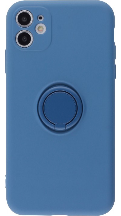 Coque iPhone 11 - Soft Touch avec anneau - Bleu