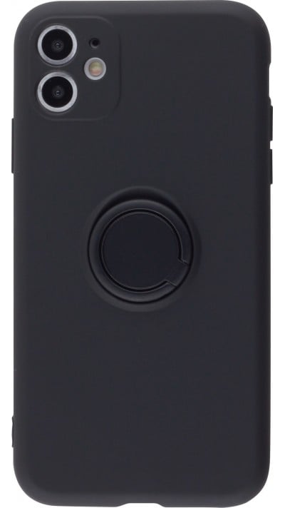 Coque iPhone 12 mini - Soft Touch avec anneau - Noir