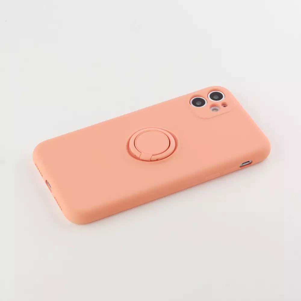 Coque iPhone 11 - Soft Touch avec anneau - Orange