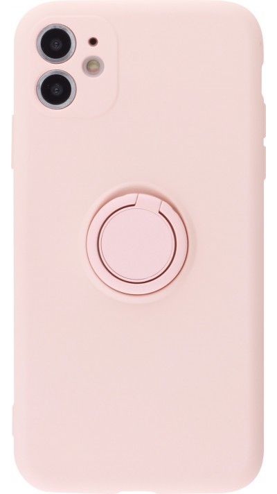 Coque iPhone 11 - Soft Touch avec anneau - Rose