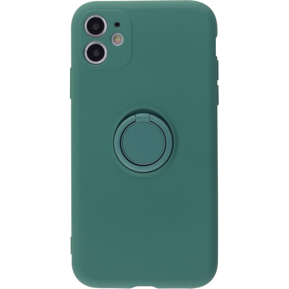 Coque iPhone XR - Soft Touch avec anneau - Vert foncé